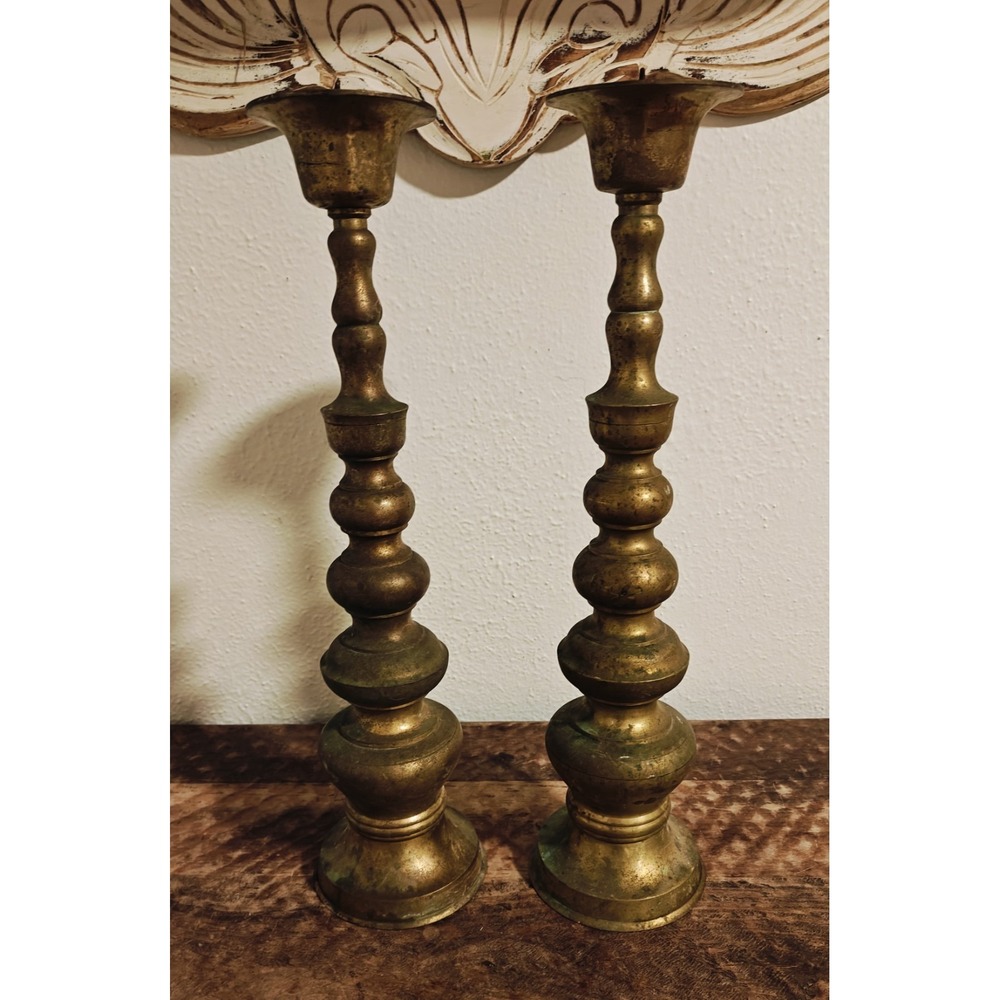 Antique Brass Alter Candle Sticks Tall 18'